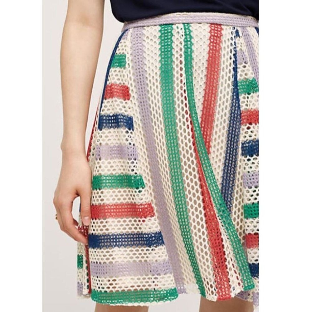 Eva Franco Anthropologie Knee-Length Crochet Striped Skirt